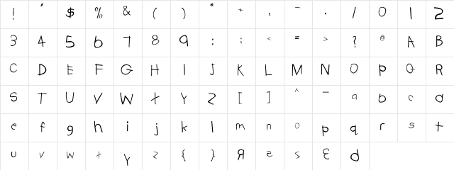 Kiddies Regular  glyph index