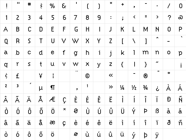 CitizenLight Regular  glyph index