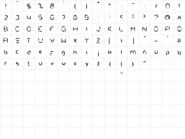 Quantum Leap Regular  glyph index