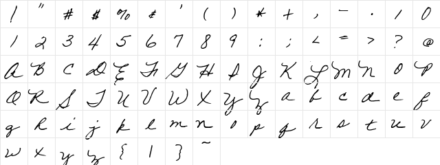 Lisa Script Regular  glyph index