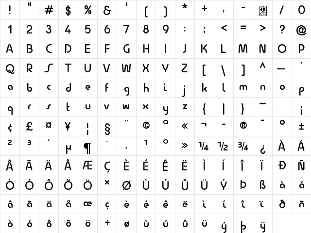 Quesat Demi Bold Demo Regular  glyph index