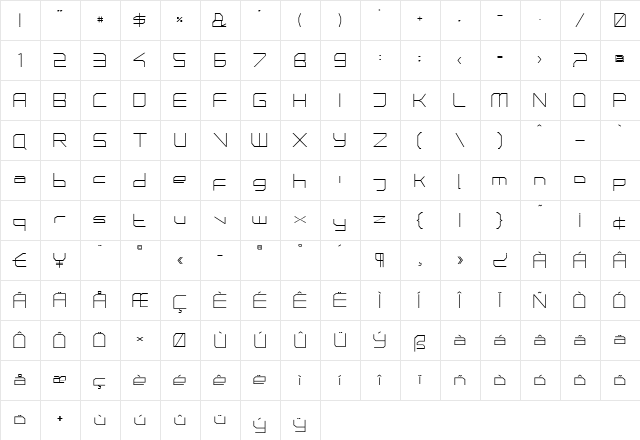 PhutureSqrdClsd Plain  glyph index