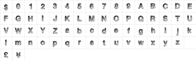 QuantumAnts Regular  glyph index