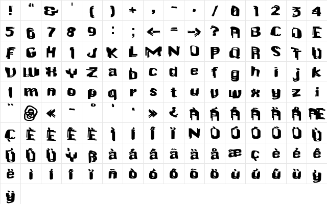 F2FTwins LT Std Regular  glyph index