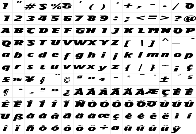 TFAvian Medium  glyph index