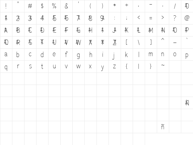 LD Bows Regular  glyph index