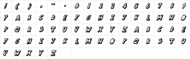 Moon Cheese Regular  glyph index