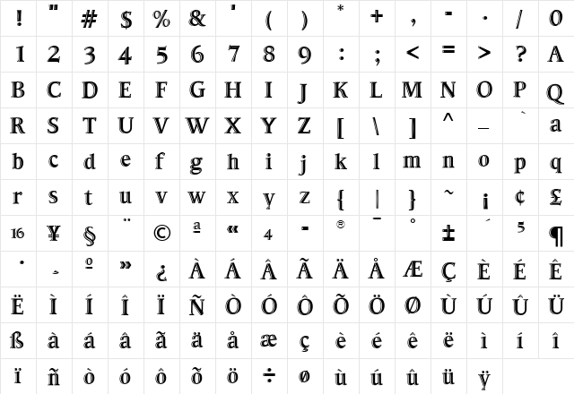 TFHabitatCntour Bold  glyph index