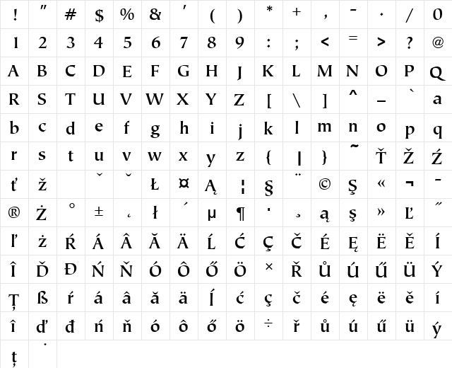 TiepoloItcTEEMed Regular  glyph index
