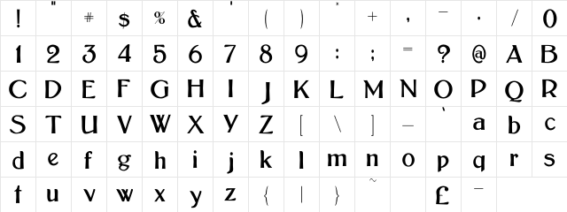 Bolton Sans Regular  glyph index