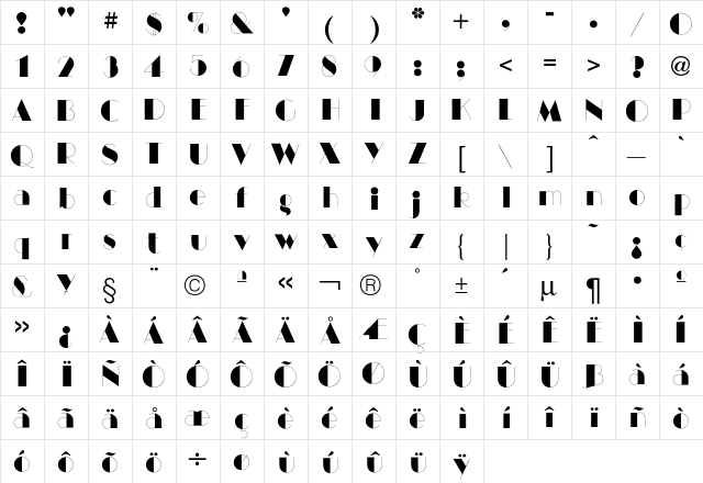 L Medium  glyph index
