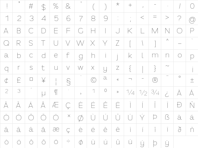 Fortheenas_01 Regular  glyph index