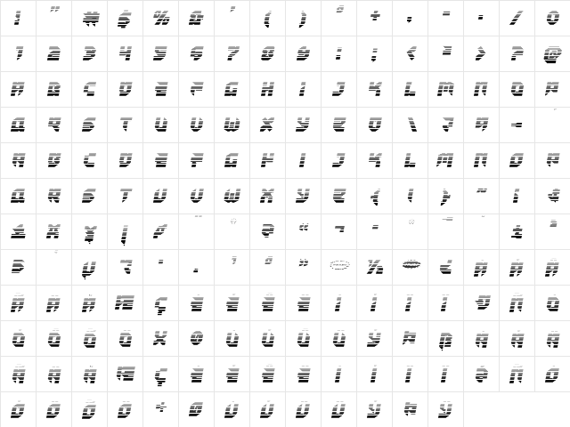 Tokyo Drifter Gradient Regular  glyph index