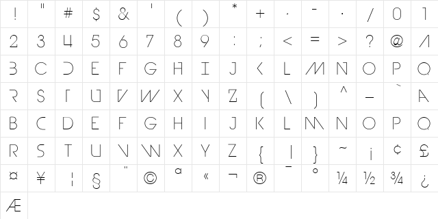 Devil Breeze Light  glyph index