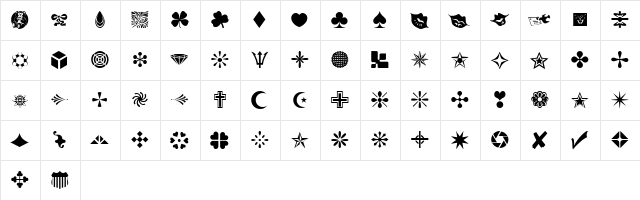 WWFreebie Regular  glyph index