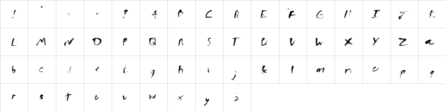 ink bleed Regular  glyph index