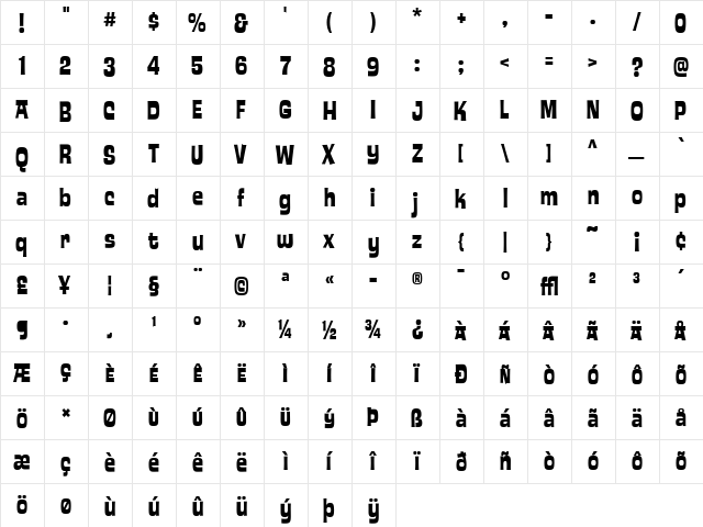 EdPS Regular  glyph index