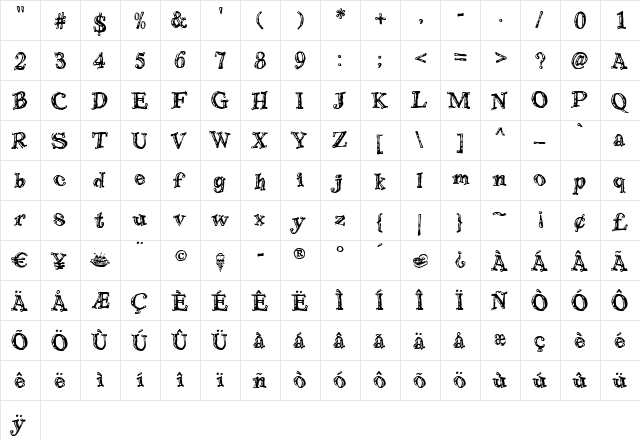 Lollygag Medium  glyph index