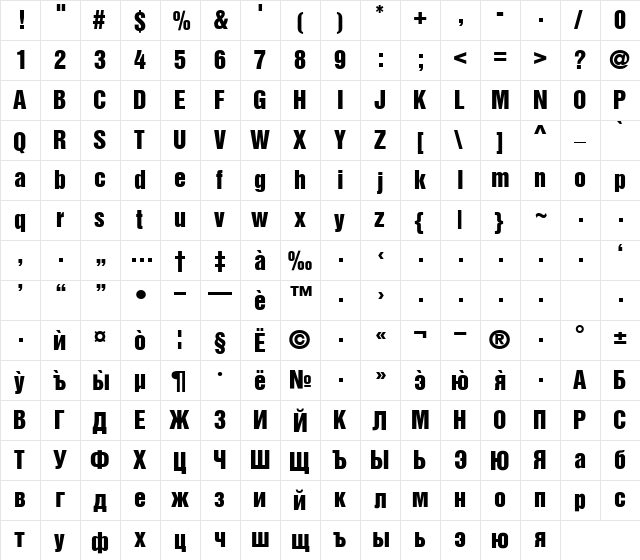 Iskar Bold  glyph index