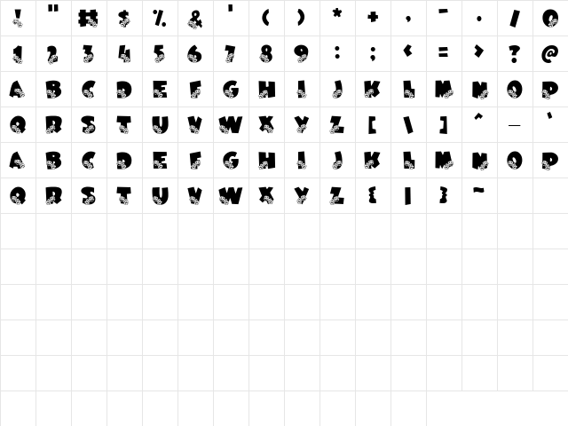 LD Drama Regular  glyph index