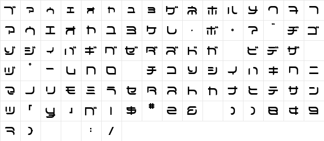 Hyperion Kana kat  glyph index