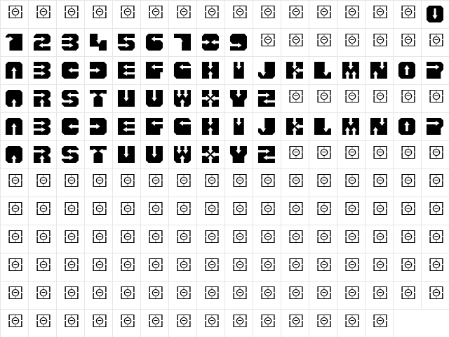 AlphaBloc Regular  glyph index
