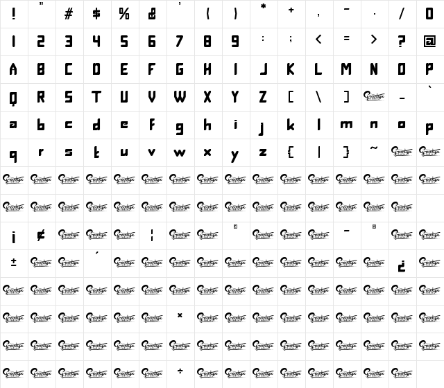 Greentrik fonice Regular  glyph index