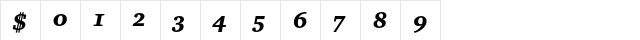 ITC Charter Black Italic Alternate  glyph index