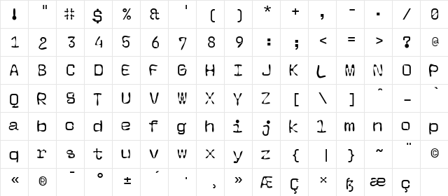 Luggage Weird  glyph index