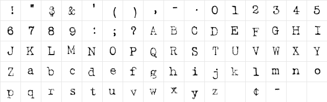 HARLEY Regular  glyph index