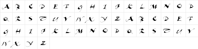 BeautifulInk Regular  glyph index