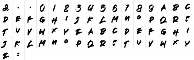 DEATHBLOOD Regular  glyph index