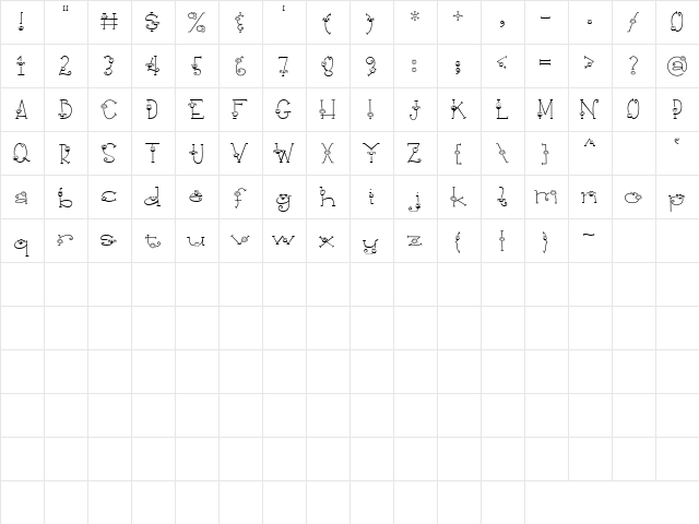 CK Happy Kids Regular  glyph index