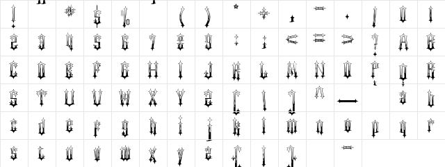 Gothic Flames Regular  glyph index