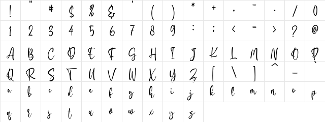 Danilena Regular  glyph index