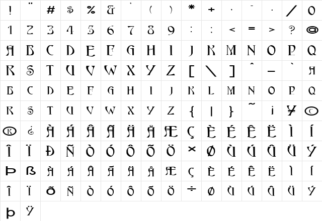 FZ JAZZY 18 EX Normal  glyph index