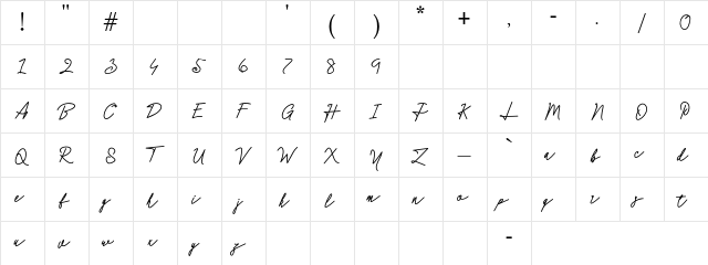 Humanity Regular  glyph index