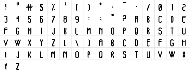 Xanadu Regular  glyph index