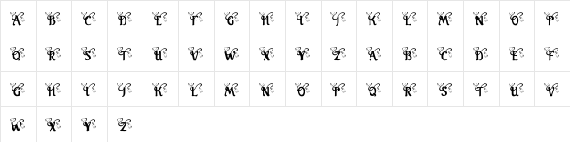 KR Wedding Bells Regular  glyph index