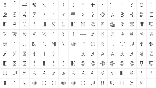 Geometrica geometric Regular  glyph index