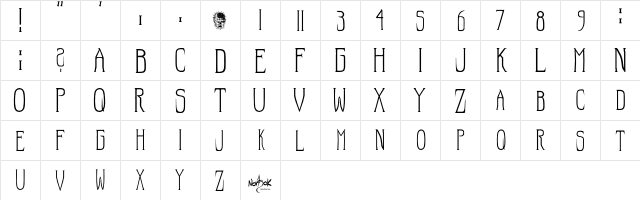 Hellraiser SC Regular  glyph index