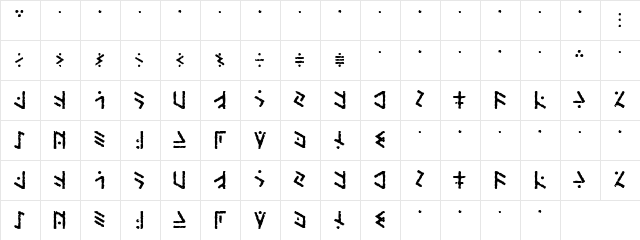 Temphis Brick Regular  glyph index