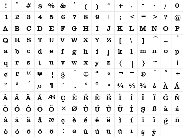 00357 Regular  glyph index