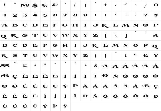 LHF Esoteric 3 SPURS Regular  glyph index