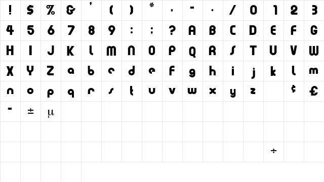 EviaDisplaySSK Regular  glyph index