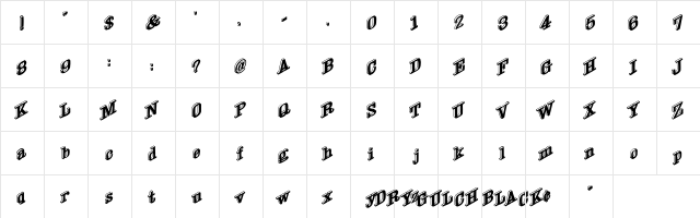 DryGulchBlack Regular  glyph index