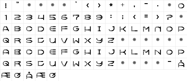 Vanish Regular  glyph index