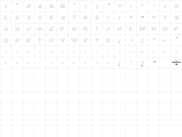 Line Etch Regular  glyph index