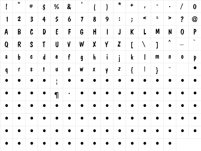 Chills 8 Regular  glyph index