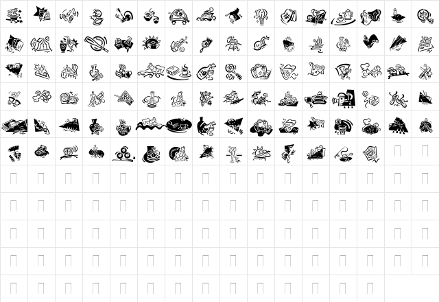 DF Diversions Regular  glyph index